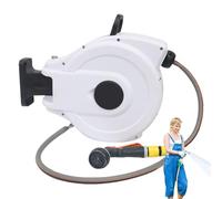 Avvolgitubo con riavvolgimento automatico - Tubo retrattile, Tubo da giardino retrattile | Bobina di tubo da giardino girevole a 180 gradi, tubo esterno retrattile resistente per il