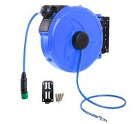 Avvolgitubo da giardino, avvolgitubo da giardino con blocco di qualsiasi lunghezza, avvolgitubo da esterno con di ritorno lento, girevole per avvolgitubo 'acqua resistente ai raggi