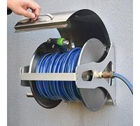 Avvolgitubo da giardino con coperchio, supporto da parete/pavimento in acciaio inox per un'efficiente conservazione e organizzazione dell'acqua all'aperto