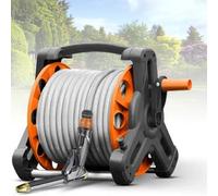 Avvolgitubo da giardino con manovella, montaggio a parete e carrello portagomma portatile per irrigazione e lavaggio facili, carrello resistente con stoccaggio