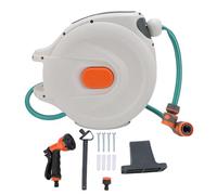 Avvolgitubo da giardino con riavvolgimento automatico, retrattile, con blocco di qualsiasi lunghezza, con spruzzatore ad alta pressione per il lavaggio, la pulizia dell'auto, il (20m)