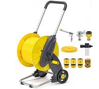 Avvolgitubo da giardino con ugello, carrello di irrigazione mobile e lavaggio auto, autoportante o montaggio a parete, include tubo espandibile da 15/20/25/30/40 m per una facile conservazione