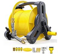 Avvolgitubo da giardino con ugello per tubo - Carrello di irrigazione mobile e lavaggio auto, autoportante o montaggio a parete, compatibile con tubi di varie lunghezze