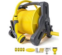 Avvolgitubo da giardino con ugello per tubo, portatile, autoportante o da parete, carrello mobile per irrigazione e lavaggio auto