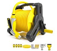 Avvolgitubo da giardino con ugello per tubo, portatile, autoportante o da parete, carrello mobile per irrigazione e lavaggio auto