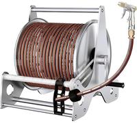 Avvolgitubo da giardino in acciaio inox con ripiano in metallo, durevole e resistente alla ruggine per un'irrigazione efficiente del giardinaggio e lavaggio auto