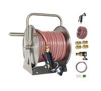 Avvolgitubo da giardino, resistente supporto da parete in acciaio inox per riporre e trasportare comodamente il tubo