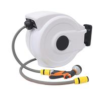 Avvolgitubo da giardino retrattile - Supporto da parete robusto, ugello con motivo a raccordo in , a lenta restringimento, girevole a 180°, resistente ai raggi UV | Irrigazione del rifornimento