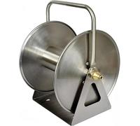 Avvolgitubo dell'acqua in metallo resistente, supporto per tubo da giardino montato a parete/pavimento in acciaio inox, soluzione portatile per riporre tubi esterni