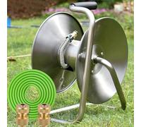 Avvolgitubo in acciaio inox con manovella per un facile utilizzo in giardino e patio