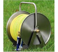 Avvolgitubo in acciaio inox montato a parete/pavimento con tubo flessibile da 30 m - scaffale durevole del supporto del tubo da giardino
