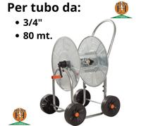 Euroshoppingonline AVVOLGITUBO IRRIGAZIONE CARRELLATO AGRATI Acciaio ZINCATO 4 Ruote PLT X Tubo 3/4 MT 80