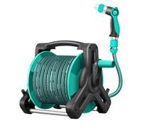 Avvolgitubo montabile a parete, con tubo da 1040 m, manovella portatile e ugello a spruzzo, carrello dell'acqua salvaspazio per giardinaggio, uso domestico e agricolo (25 m)