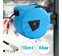 Bakaji Avvolgitubo Aria Compressa con Tubo 10 mt Attacco 1/4" Fissaggio a Parete Muro Sistema blocco automatico, Salvaspazio Accessorio Compressore Aria compressa Pressione Max 12 Bar (10 + 1 mt)