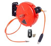 Avvolgitubo per compressore retrattile, Avvolgitubo pneumatico retrattile - Bobina commerciale con riavvolgimento automatico da 10 m montata a parete con attacco rapido con girevole - Strumento per co