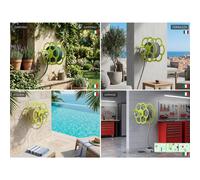 Avvolgitubo, Porta tubo da giardino con doppio rubinetto Dimensioni 30x25xh 30 cm - peso 2,6 kg con rubinetto, Garantito contro la ruggine Colore Verde Acido verde