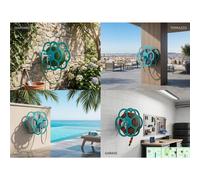 Avvolgitubo, Porta tubo da giardino con doppio rubinetto Dimensioni 30x25xh 30 cm - peso 2,6 kg con rubinetto, Garantito contro la ruggine Colore Turchese turchese