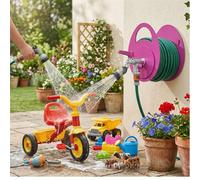 Avvolgitubo, Porta tubo da giardino con doppio rubinetto Dimensioni 30x25xh 30 cm - peso 2,6 kg con rubinetto, Garantito contro la ruggine Colore Viola viola