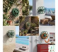 Avvolgitubo, Porta tubo da giardino con doppio rubinetto Dimensioni 30x25xh 30 cm - peso 2,6 kg con rubinetto, Garantito contro la ruggine Colore verde verde