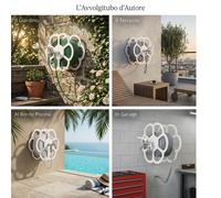 Avvolgitubo, Porta tubo da giardino con doppio rubinetto Dimensioni 30x25xh 30 cm - peso 2,6 kg con rubinetto, Garantito contro la ruggine Colore bianco bianco