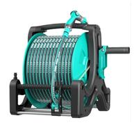 Avvolgitubo regolabile con ugello spray, montaggio a parete o pavimento, design salvaspazio per irrigazione e giardinaggio efficienti, perfetto per innaffiare piante e pulire finestre (42,5 m)