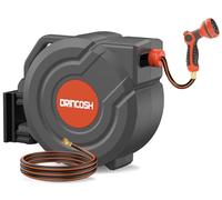 Avvolgitubo retrattile da giardino, 30,5 m x 1,27 cm, serratura a qualsiasi lunghezza, ugello girevole a 180°, montaggio a parete, a carica automatica, resistente ai raggi UV, resistente, per