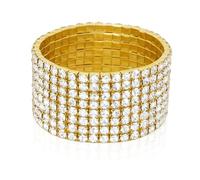 Avxzbef Braccialetto elastico con 8 file di strass da donna scintillanti in argento con strass, gioielli da sposa per feste di nozze, one size, Strass, Nessuna pietra preziosa