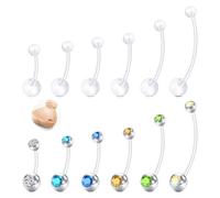 AVYRING Barre per Piercing Ombelico Gravidanza 14G in Acciaio Chirurgico e Plastica Flessibile, Lunghezze Regolabili 12mm-38mm, con Farfalla e Cuore in Cristallo CZ, per Donne in Gravidanza