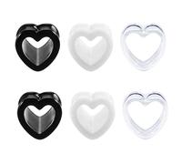 AVYRING Espansore Flessibile in Acrilico a Forma di Cuore per Orecchio, Kit di Espansione per Orecchio con Colori Trasparenti, Nero e Bianco, Gioielli Espansori per Orecchio da 20mm per Donna e Uomo