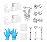 AVYRING Kit Completo per Piercing all'Orecchio con Pistola Usa e Getta, Borchie in Acciaio Inossidabile 316L, Automatico e Indolore, per Cartilagine, Trago, Conchiglia e Helix, Ideale per Fai da Te