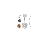 AVYRING Piercing per ombelico in titanio massiccio 14G G23, con zirconia cubica 5A, a forma di cuore, con strumento per piercing, lunghezza 6 mm, 8 mm, 10 mm, 12 mm, 14 mm, 16 mm, per donne e uomini