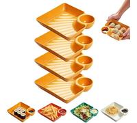 AVZYARDY 4Pcs Sauce Separated Plate, Japanese Dumpling Plate with Compartment Dipping Saucer, Colorful Platters Snack Dip Bowls & Serving Platters Snack for Dumplings Chips Fried Chicken Tacos