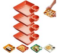 AVZYARDY 4Pcs Sauce Separated Plate, Japanese Dumpling Plate with Compartment Dipping Saucer, Colorful Platters Snack Dip Bowls & Serving Platters Snack for Dumplings Chips Fried Chicken Tacos
