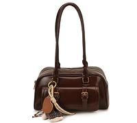 AVZYARDY Borsa a spalla vintage in PU di alta qualità per donna, borsa Boston Y2K con pendente charm, tracolla elegante per lavoro, viaggio, quotidiano e casual