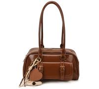 AVZYARDY Borsa a spalla vintage in PU di alta qualità per donna, borsa Boston Y2K con pendente charm, tracolla elegante per lavoro, viaggio, quotidiano e casual