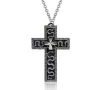 AVZYARDY Collana con ciondolo a forma di croce del gioco Squids, Collana a croce con scomparto segreto, Collana di calamari gioco, Croce antica stampata in 3D