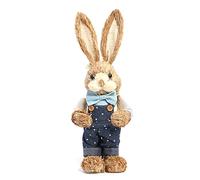 AVZYARDY Coniglio di Pasqua in paglia simulata, decorazioni pasquali in sisal con figura di coniglio e carota, statua rustica da tavolo per ufficio, fattoria, casa e decorazioni primaverili