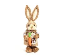 AVZYARDY Coniglio di Pasqua in paglia simulata, decorazioni pasquali in sisal con figura di coniglio e carota, statua rustica da tavolo per ufficio, fattoria, casa e decorazioni primaverili