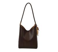 AVZYARDY PU Leather Woven Pattern Tote Bag with Pendant Casual Handbag Large Capacity Vintage Armpit Bag Leisure Bag with Matching Wallet