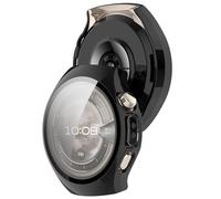 AWADUO Compatibile con Huawei Wacth 5 42mm Smartwatch Full Coverage PC Custodia Protettiva con Vetro Temperato Touch Screen Protector Smartwatch Accessori (Liscio Nero)