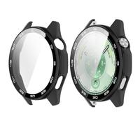 AWADUO Compatibile con Huawei Watch GT6 46 mm Smartwatch copertura completa PC custodia protettiva con vetro temperato touch screen accessorio per smartwatch (stile nero/scala)