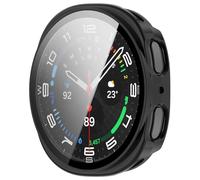 AWADUO Compatibile con Samsung Galaxy Watch 8 44mm Smartwatch Full Coverage PC Custodia Protettiva con Vetro Temperato Touch Screen Protector Smartwatch Accessori (Nero)