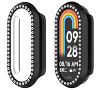 AWADUO Ricambio Custodia Cover Compatibile con Xiaomi MI Smart Band 10 Ceramica Edition/9 Ceramica Edition/8/8 NFC Diamante Sintetico Decorazione PC Shell Anti Drop Watch Accessori (nero)