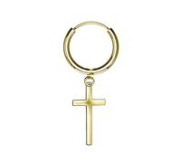 AWAKEN Orecchini Uomo Donna a Cerchio Croce Piuma Ala Chitarra Stella in Acciaio Chirurgico 316L Unisex 10 mm (CROCE-ORO)