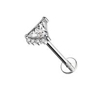 AWAKEN Piercing Labret Titanio cristallo a forma triangolo e piccoli cristalli e Filettatura Interna Helix Hoops Daith Trago Tragus Rook Conch Cartilagine Orecchino Donne PWC-180 Argento Trasparente