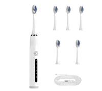 awakentti Brosse A Dent Electrique, Spazzolino elettrico ricaricabile con 5 modalità e 6 testine, Brosse A Dent Sonique, spazzolino da denti a ultrasuoni impermeabile per uomini e donne (C)