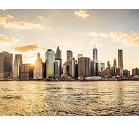 awallo A.S. Création 403707 - Carta da parati fotografica, motivo: città di SundowninManhattan, 3,36 m x 2,60 m, colore: Blu/Grigio