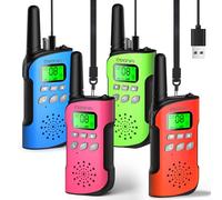 AWANFI Walkie-Talkie per Bambini, 4 Pezzi Walkie Talkie Ricaricabile, Radio a Lungo Raggio, con VOX, Torcia, Funzione SOS, Walkie-Talkies per Campeggio, Avventure, Regali per Bambini 3 a 12 Anni