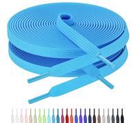 AWANGLOU 2 paia di lacci piatti per scarpe da ginnastica, lacci per scarpe da ginnastica in 28 colori, lunghezze multiple per persone all'aperto arrampicata, 15 blu cipria (2 paia), 45" Inch(114cm)
