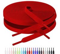 AWANGLOU 2 paia di lacci piatti per scarpe da ginnastica, larghi 1,5 cm, per scarpe da ginnastica in 27 colori, diverse lunghezze per persone, 04 rosso (2 paia), 54" Inch(137cm)